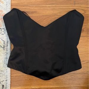 Black White Fox strapless corset crop top size medium
